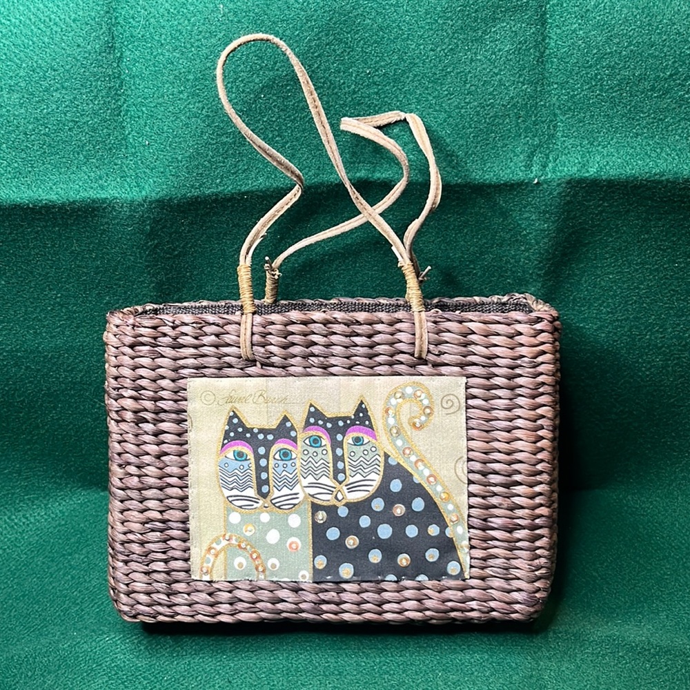 Laurel Burch wicker purse hand held